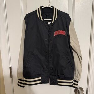 Abercrombie Kids Black and Tan Varsity Jacket